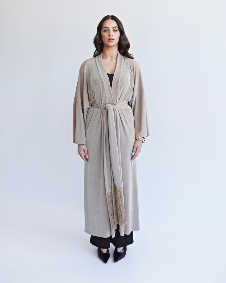 Nomad Fringe Robe Deep Beige