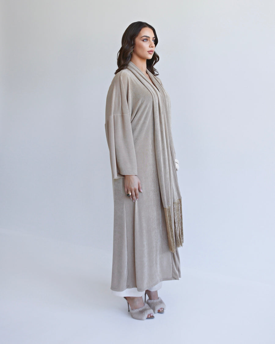 Nomad Fringe Robe Deep Beige